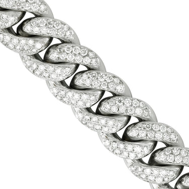 Diamond Cuban Link Chain in 14k White Gold 17 inches 21.11 Ctw 14.5 mm
